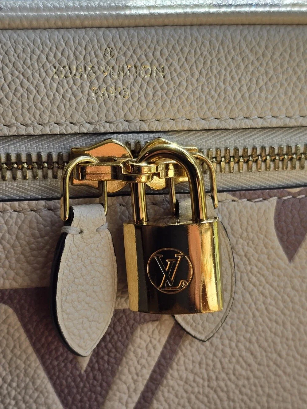 Louis Vuitton Vanity PM in Creme and Bois de Rose Bicolor Monogram Empreinte